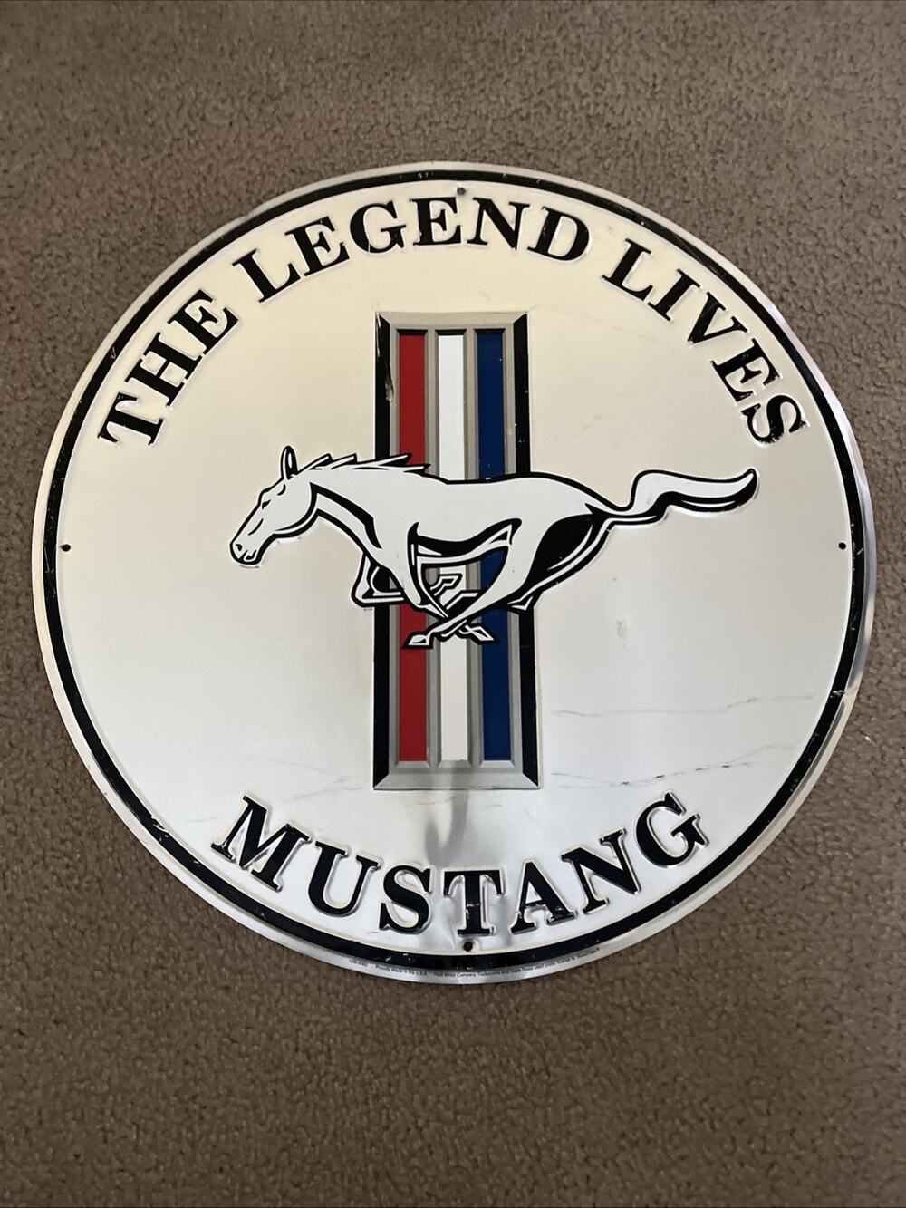 Ford Mustang Legend Lives Embossed Large 24" Metal Tin Sign Garage Man Cave